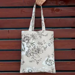 Цветочный Большой хлопчатобумажное белье с цветами сумка для покупок сумки повседневное Tote Сумка