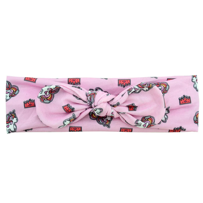 Fashion Baby Print Flamingo Comfortable Elastic Hair Band Cute Unicorn Child Hair Accessories Mermaid Bow Baby Headdress