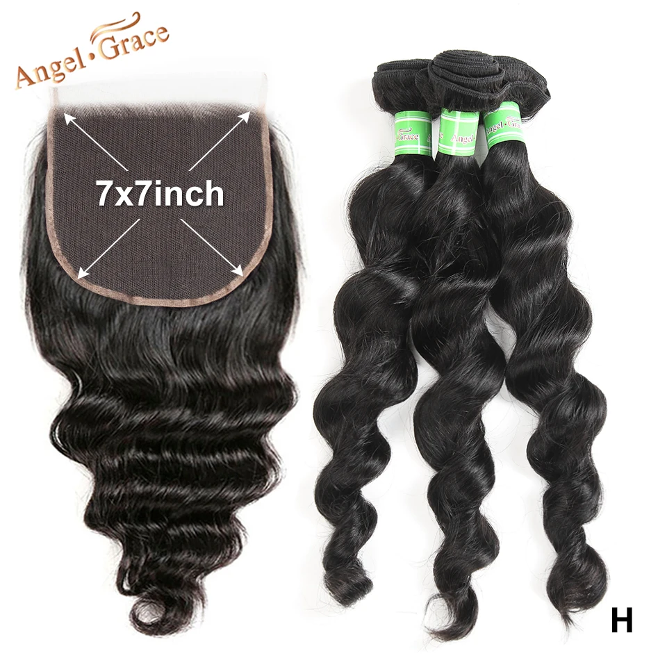 Angel Grace Hair Brazilian Hair Weave Bundles With Closure Loose Deep