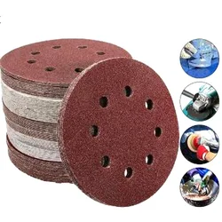 Jeu de disques abrasifs, 5 pouces, 8 trous, 100mm, 80 – 125, crochet et boucle, pour polissage, 3000 pièces 