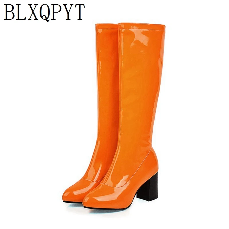 

BLXQPYT New Winter Autumn women Boots 2019 Big Size 34-48 Knee High Boots Zip High Heels Long Platform Knight shoes woman 8755