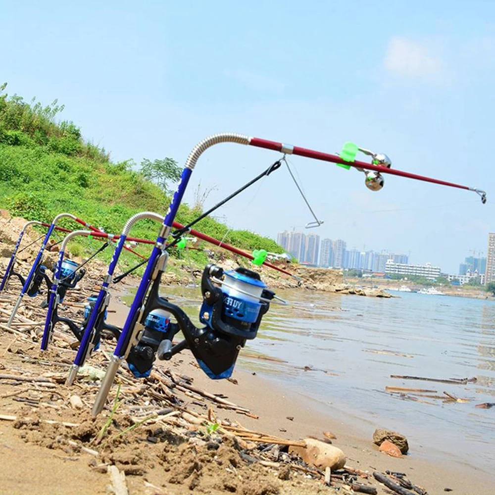 Fishing Rod Set Automatic Telescope 63cm with Reel Sea River Pool Fish Pole Holders Stand Stainless Steel Hardware