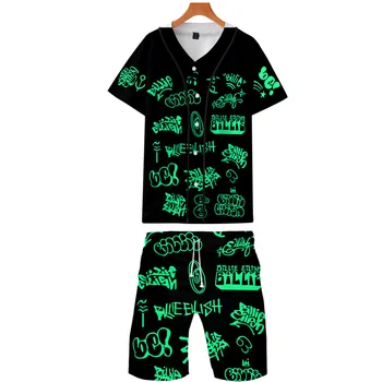 

FRDUN TOMMY Billie Eilish 2 Piece Set Women Men Shorts Suit Baseball T-shirt Cardigan Summer Fashion tshrit And Shorts costume