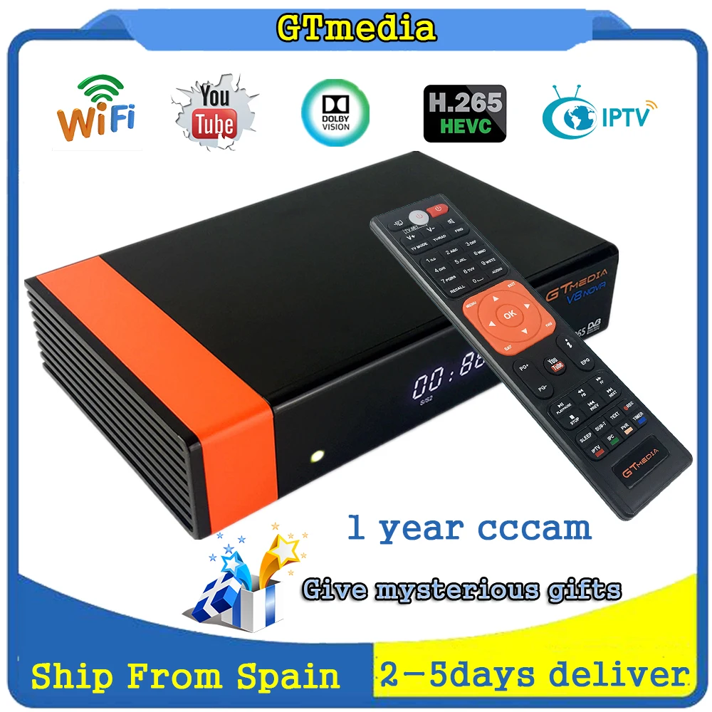 

gtmedia satellite receiver gtmedia v8 nova receptor dvb s2 decoder h.265 support youtube cccam iptv 1 year spain cccam dvb recep
