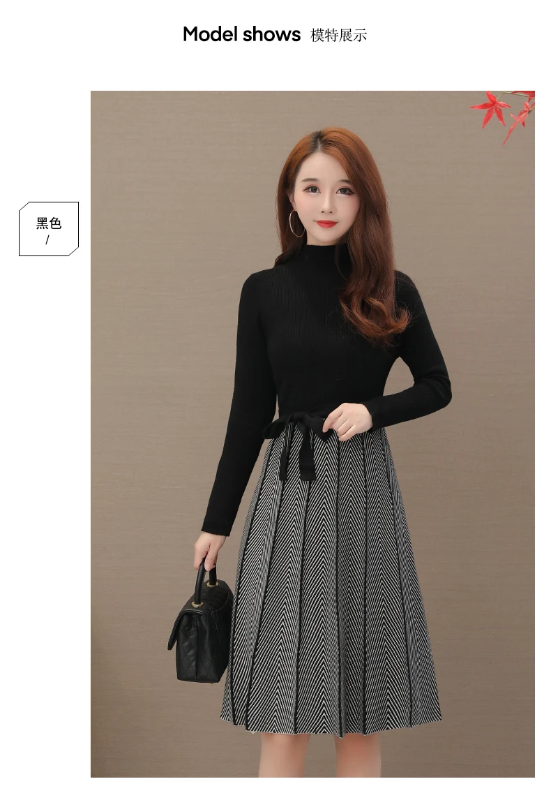 HAYBLST Брендовое женское платье-свитер осень зима размера плюс 4XL Kawaii Vestidos корейский стиль длинный рукав Лоскутная одежда