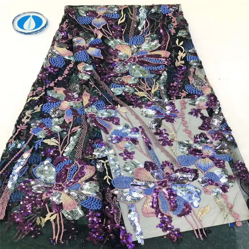 Французская сетка тюль вышивка блестки кружевная ткань лучшее качество Нигерия