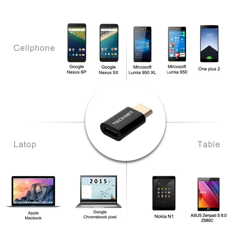 TeckNet usb type C OTG адаптер type C штекер Micro usb-кабель 10 см Vonverters для Macbook samsung S10 huawei Xiomi usb type C