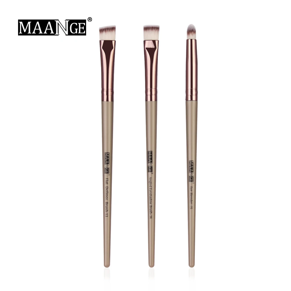 3pcs Brown MAANGE Pro 3/5/12 шт./партия, набор кистей для макияжа, тени для век, растушевка, подводка для глаз, кисти для бровей, для макияжа, Новинка - Handle Color: 3pcs Brown