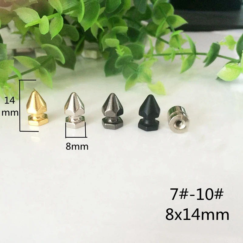 9(8x14mm) Латунные шипы в форме пули панк одежды заклепки Шпильки для сумки, шляпы, обуви, кожаный чокер diy аксессуар для рукоделия - Цвет: 9(8x14mm)