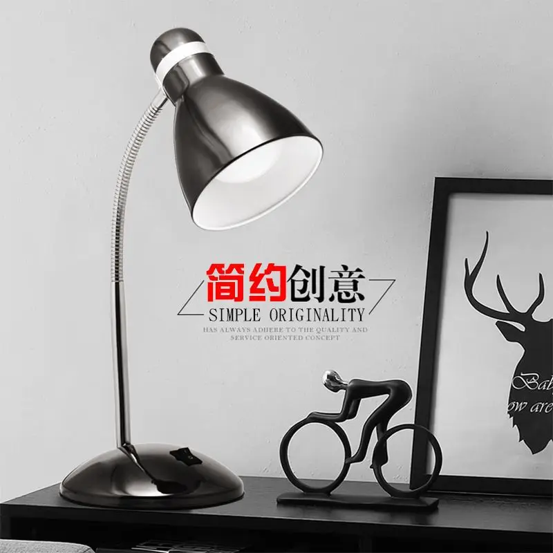 

Simple Sitting Type Plug Metal Table Lamp LED Eye Protection Work Office Students Learning Retro Iron Art Bedside Table Lamp