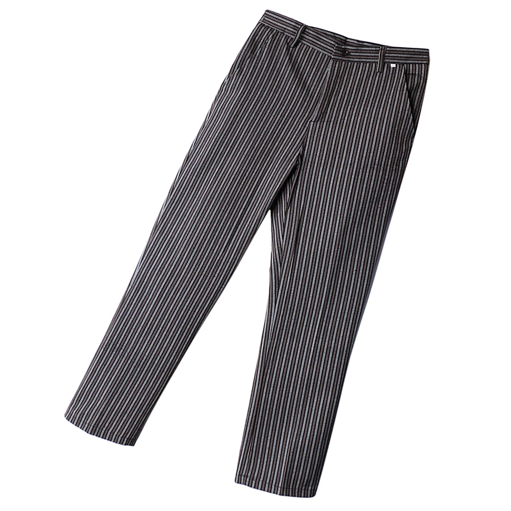 Mens Womens Chef Uniforms Baggy Pants Trousers 2 Pockets Restaurant Kitchen Uniform Cook Trousers Elastic Waist M-4XLStripe