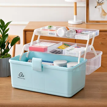 

3 Layer Portable First Aid Kit Plastic Drug Multi-Functional Medicine Cabinet Family Emergency Kit Box