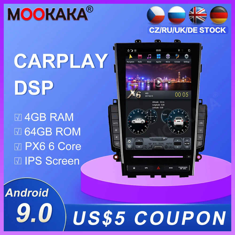 

Android 9 4 + 64G IPS экран PX6 DSP Carplay для Infiniti Q50 Q50L 2015 2016 2017 2018 Автомобильный GPS мультимедийный плеер Радио Аудио Tesla