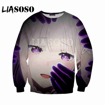 

LIASOSO 3d print 2020 New Men and Women Sweatshirt Anime Re Zero Sweatshirt 3D Color Print Sweatshirt Long Sleeve Brand Clothing
