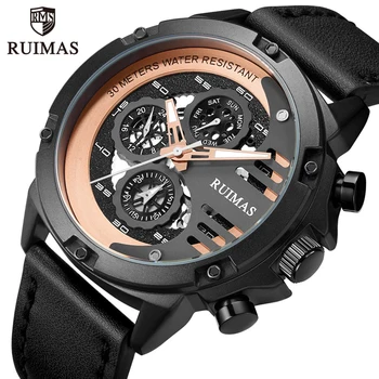 

RUIMAS Men Watch Top Luxury Brand Fashion Business Quartz Watches Mens Casual Waterproof Wristwatch with Date and Week Display