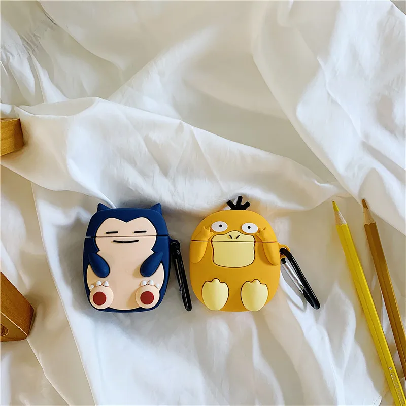 3D милый мультяшный Покемон Psyduck Snorlax Kabigon корпусы гарнитурные для Apple Airpods 1/2 силиконовый защитный чехол для наушников