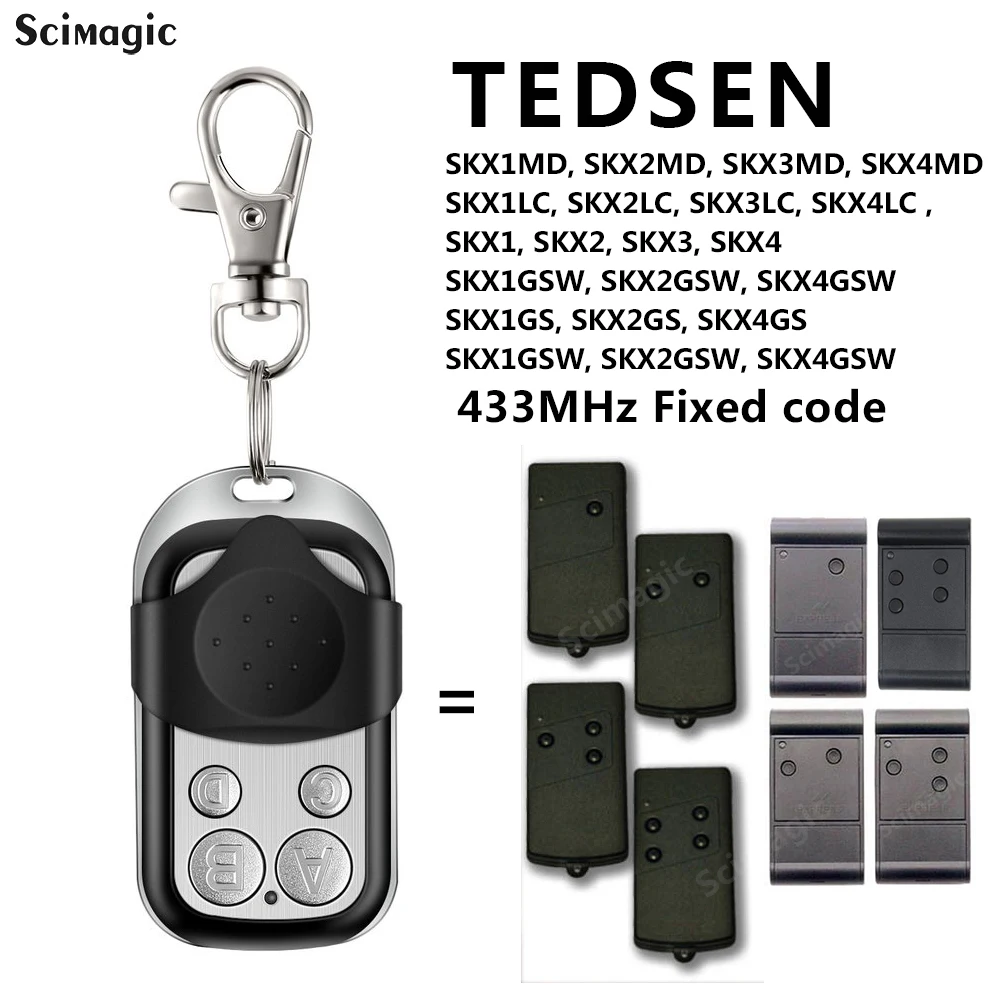 

Garage Remote Control 433MHz Compatible With TEDSEN SKX1LC SKX2LC SKX3LC SKX4LC Gate Door Opener 433.92MHz Fixed Code Keyfob