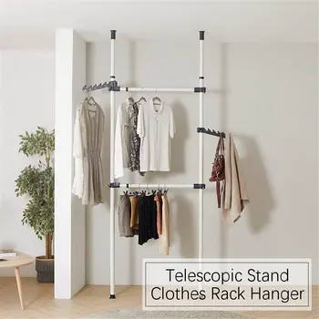 

Adjustable Telescopic Coat Racks Wardrobe Organizer Garment Stands Multifunction Clothes Rack Hanger Set Drying Rack Furniture