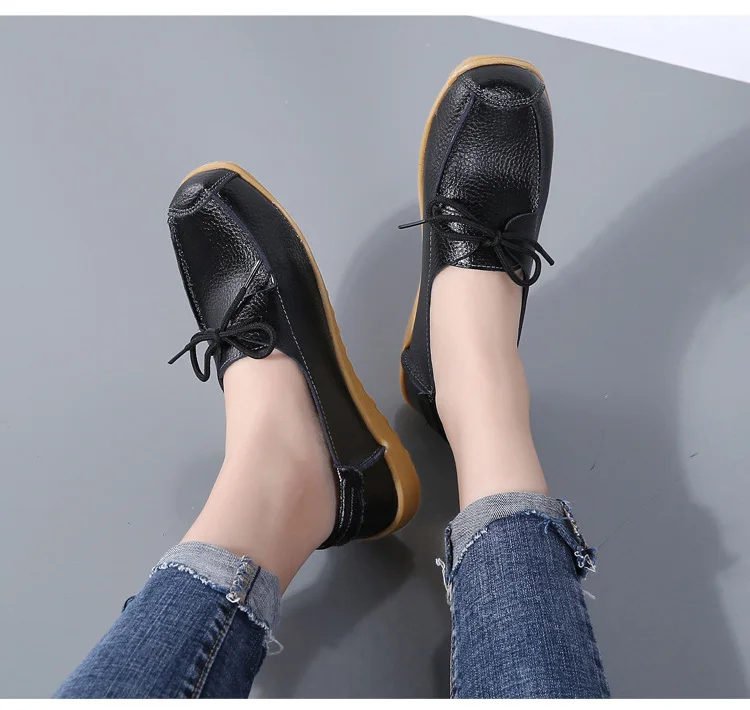 AH1805-2020 Spring Autumn Shoes Woman Genuine Leather Walking Flat Shoes Woman-15