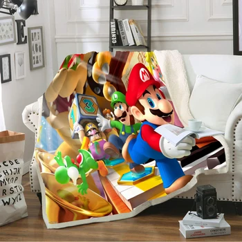 

Custom 2019 New Game Super Mario Throw Blanket Cartoon Coral Fleece Blanket Kids Girl Gift 150x200cm Large Warm Sofa Blanket