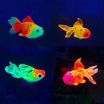 

Artificial Goldfish Pattern Aquarium Ornaments Fish Tank Decor Silicone Luminescent Floating False Water Animal Home Decoration