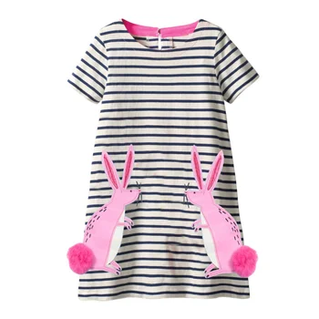 

Funnygame Summer Animals Girls Dresses Cotton Baby Clothing Stripe Princess Cute Dress for Kids Girls