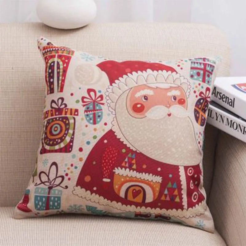 45x45 см Санта Клаус, хлопковый льняной Рождественский Чехол на подушку, Декор для дома, счастливый год, Navidad Xmas