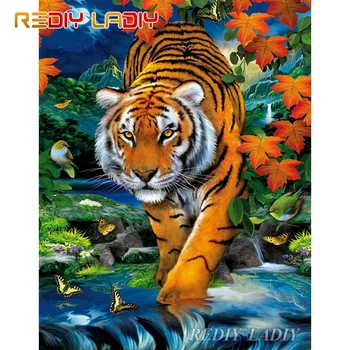 

DIY Diamond Paint King of Tiger Full Round Diamond Embroidery Bead Cross Stitch Crystal Mosaic Pattern Diamond Dot Arts & Crafts
