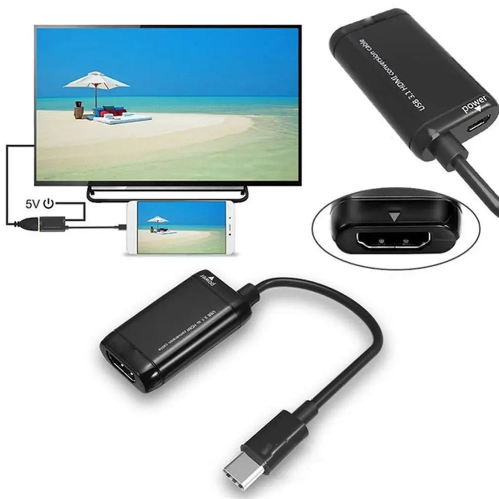 USB-C type C к HDMI адаптер USB 3,1 кабель для MHL Android телефон планшет Черный видео удлинитель