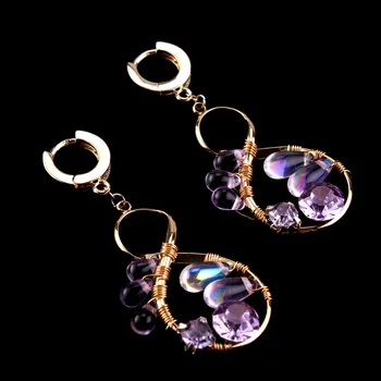 

Dudo Clip Earrings For Women Purple WaterDrop Crystal Handamde Earrings 14k Gold S925 Zircon Earrings Party Wedding Free Ship