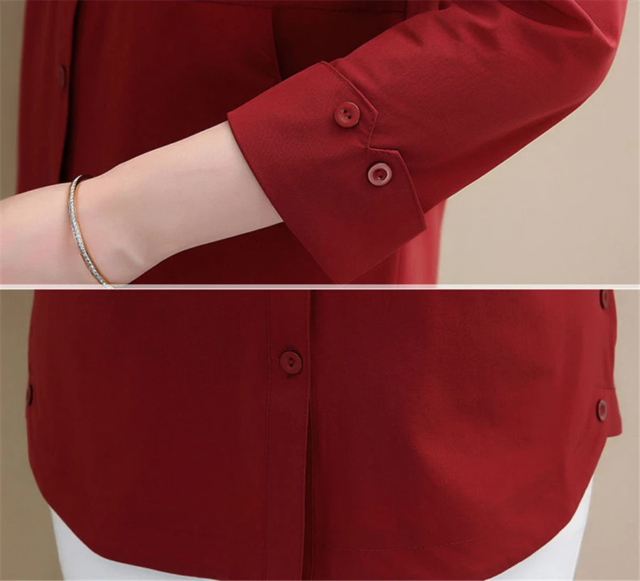 Chic Solid polo collar shirt women fashion elegant slim plus size 5XL long sleeve blouse female 2021 new Mom casual spring tops