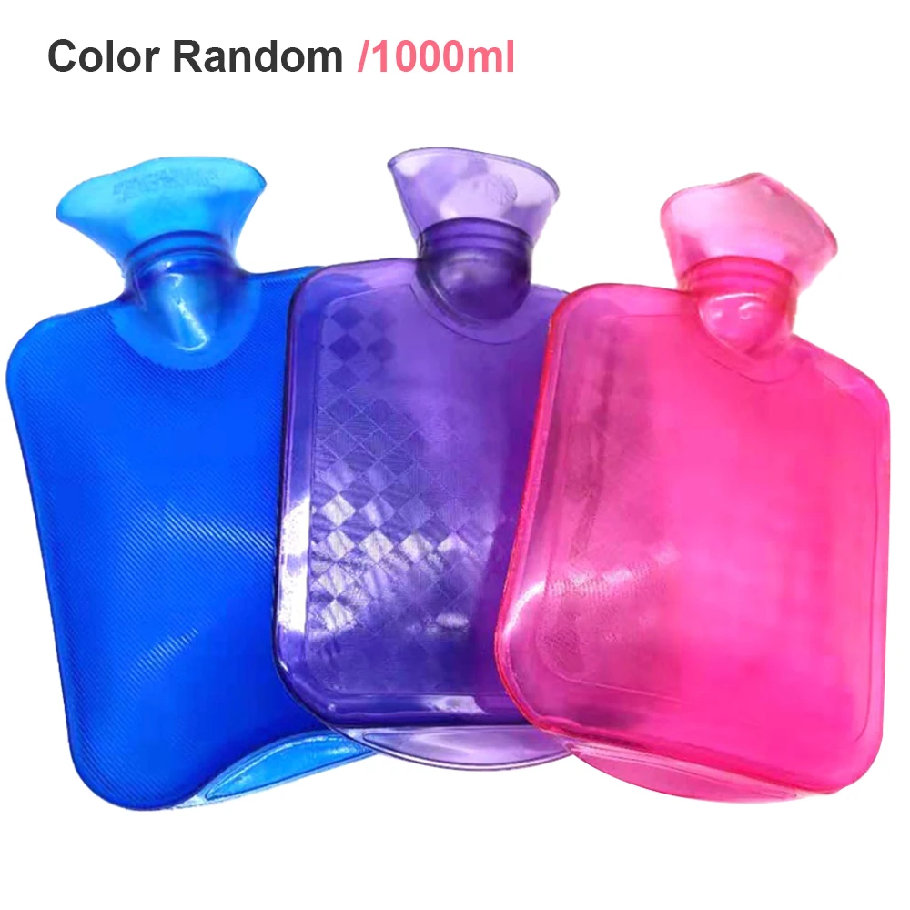Зимняя резиновая грелка с тканевым покрытием, большая емкость, грелка для рук, переносная, облегчающая боль, сумка для горячей воды с длительным нагревом - Цвет: 1pc bottle random
