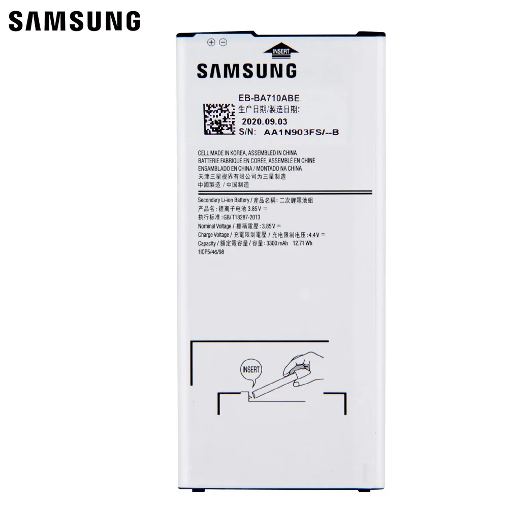 Samsung оригинальный запасной аккумулятор EB BA710ABE для GALAXY A7 2016 A710 A7100 A7109 A710F
