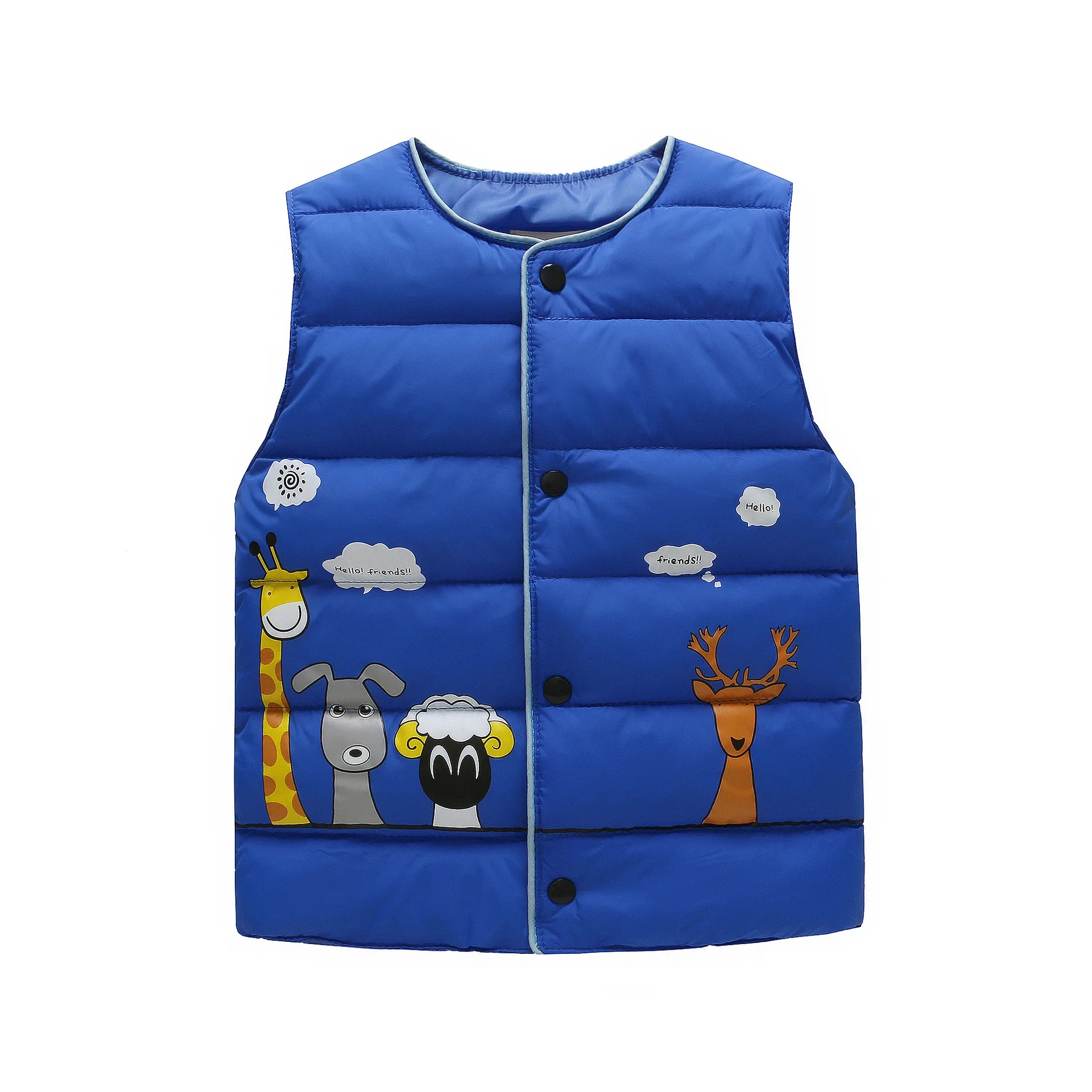 Весенне-осенние утепленные жилеты для маленьких девочек; Верхняя одежда; детские куртки без рукавов с капюшоном; пальто; топ на бретелях для девочек; Свитшот - Цвет: FV022-Blue