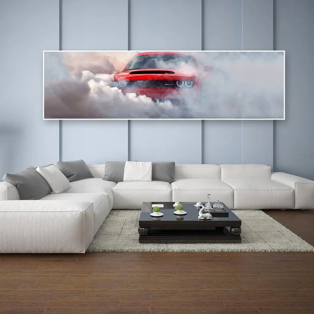 Картина на холсте тему спорта автомобиль dodge challenger демон стены искусства красный