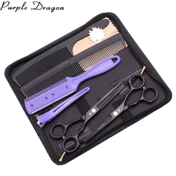 

Hair Scissors Suit 5.5" 6" Purple Dragon Black Haircut Scissors Hairdressing Scissors Hair Cutting Shears Thinning Shears Z1104