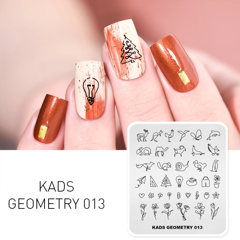 KADS Nail Art Stamping Plate Template Flower Leaf Animals Image Stencils Stamp Geometric for Nails Polish Mold Manicure Tools 4