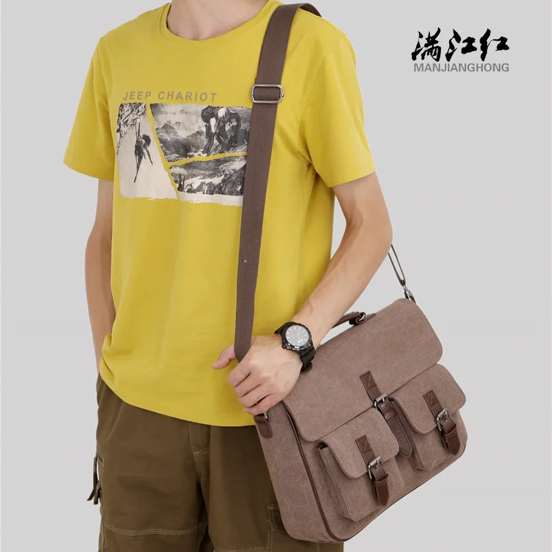 

MANJIANGHONG Canvas Bag MEN'S Briefcase Printed Crossbody Bag-Shoulder 1282