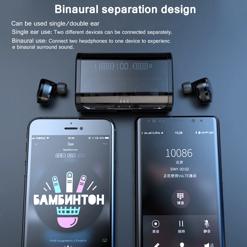 Мощный светодиодный дисплей беспроводной Bluetooth 5,0 наушники TWS 3D Стерео шумоподавление сенсорные наушники с 4000 мАч зарядная коробка