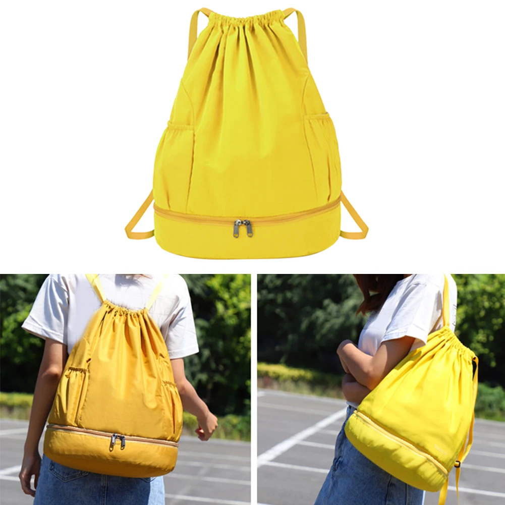 Yellow Drawstring Йога пляжная сумка для занятий спортом в тренажерном зале водонепроницаемый сухой влажный разделенный пляжный рюкзак тренировочный отсек большой емкости - Цвет: Yellow