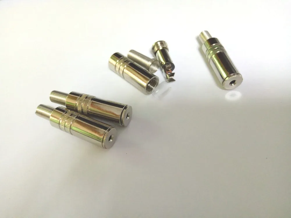 50pcs Silver plated copper 3 Pole 3 5mm Plug Male Headphone Jack 3 5 mm Audio Connector For 4mm Cable Adapter