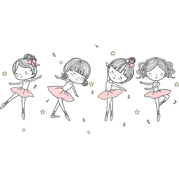 

DIY Wall Stickers Cartoon Ballet Girl Dancing Self Adhesive Wall Decals for Kids Room Home Decoration 41X20 Inch