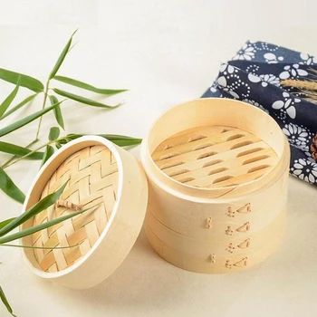 

Household Set Bamboo Steamer Bamboo Steamer Steaming Grid Steamer Set