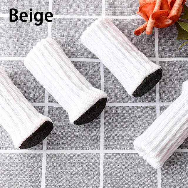 4Pcs/Set Table Chair Leg Covers Home Furniture Non-Slip Knitting Floor Protectors Table Chair Knitted Decor Foot Socks Protector Chair Foot Cover