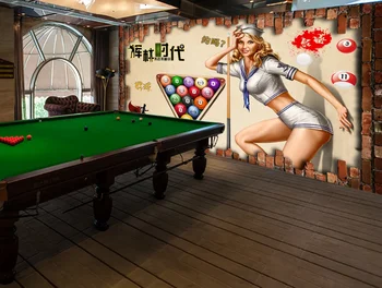 

Custom 3D brick wall stereo billiard hall sexy beauty background wallpaper mural