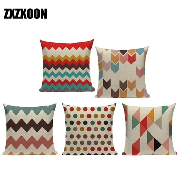 

Decorative Throw Pillows Case Colorful Geometric Circle Dot Stripe Plaid Sofa Cushion Cover for Home Living Room Decoration