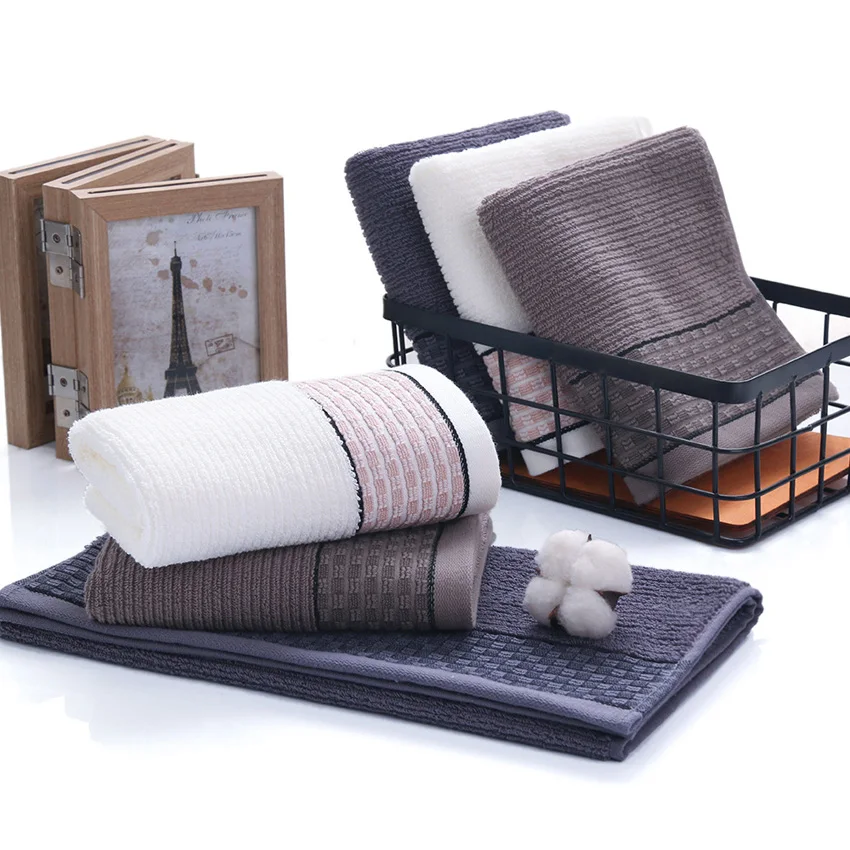 Полотенце для лица с геометрическим рисунком мягкое 100% хлопок 34x75 см полосатые