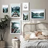 Nature Scenery Painting Home Backdrop Decor Wall Art Canvas Painting Blue Mountain Lake Picture Landscape Print for Dormitory ► Photo 3/6