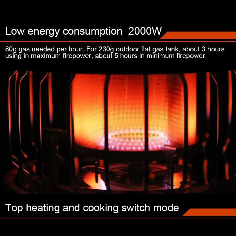  2 In 1 Camping Stove Portable Safe Low Energy Consumption All Year Round Use Heater Camping Stove F