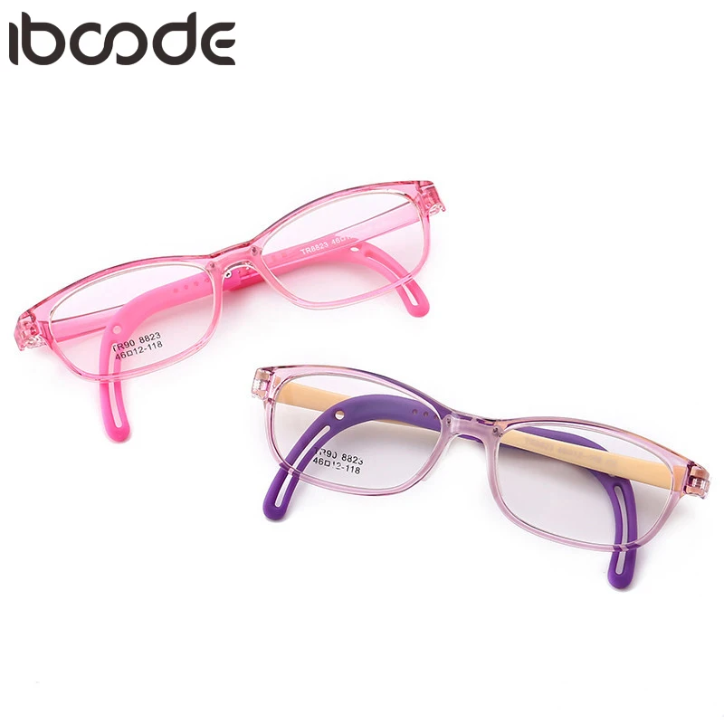 

iboode Children Eye Glasses Kids Eyeglasses Frame Boys Girls Myopia Eyewear TR90 Child Spectacle Soft Adjustable Arms 8 Color